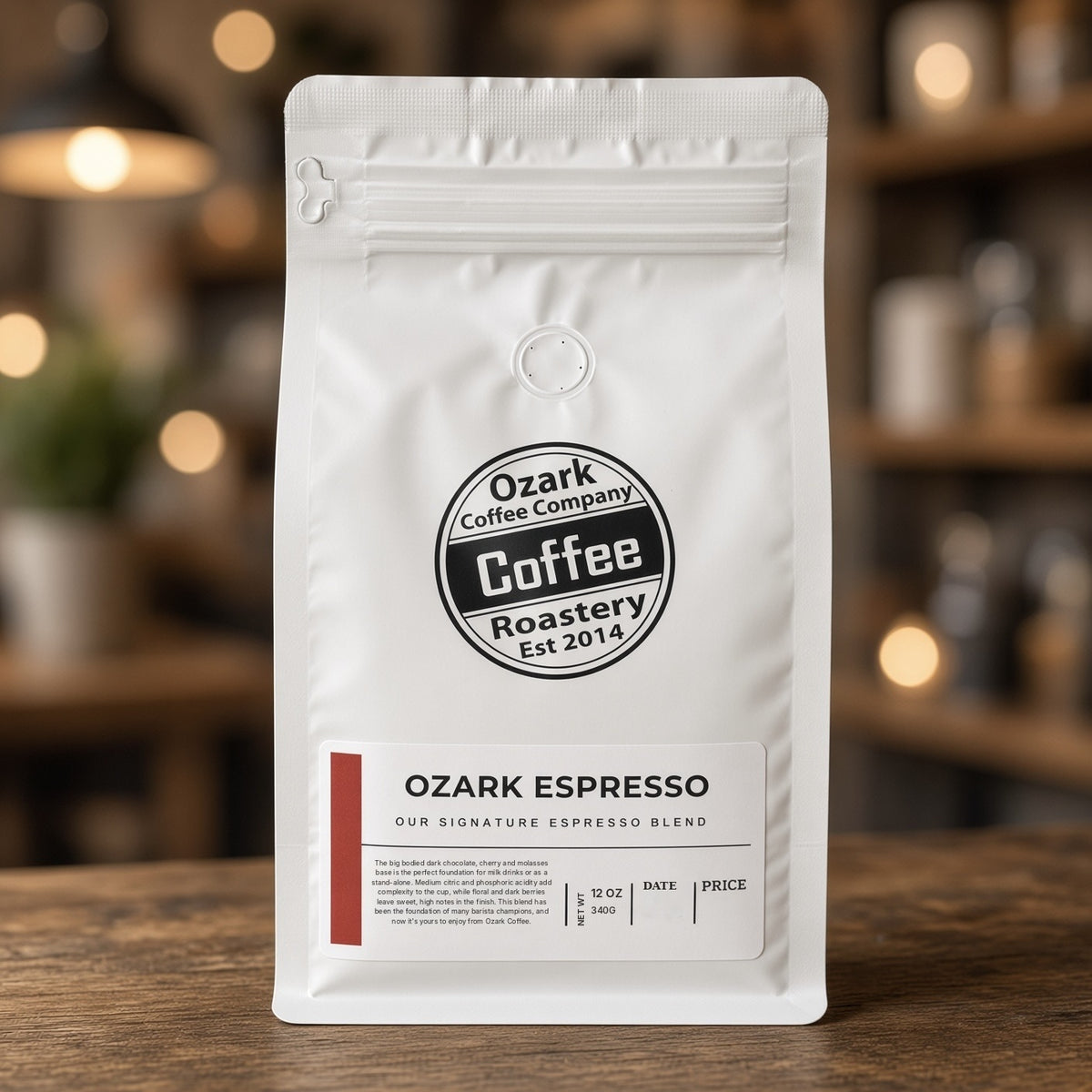 Ozark Espresso 12 oz bag, our signature espresso blend